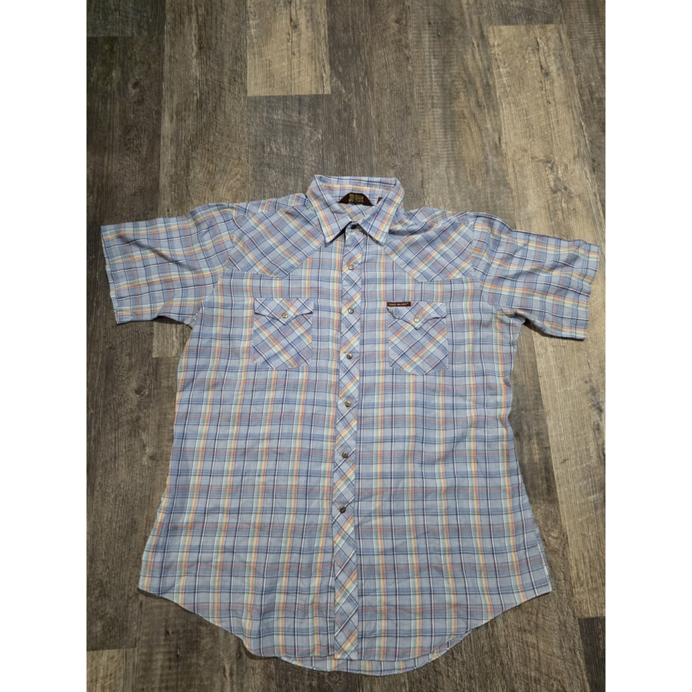 Sergio Valente Blue Plaid Pearl Snap Size 2XLT